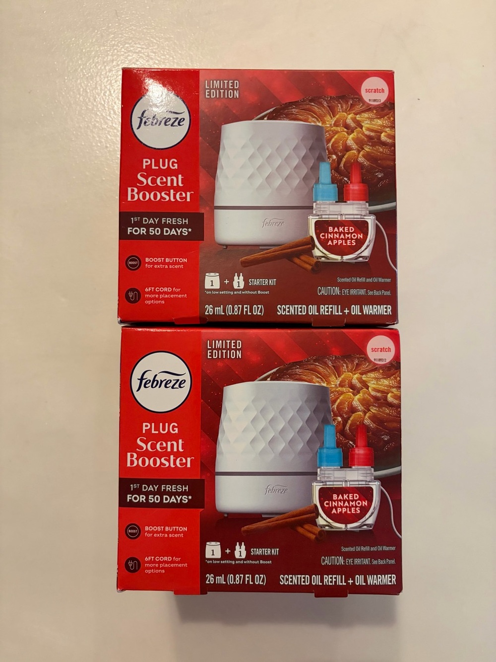 Febreze Plug Scent Booster Starter Kit - Baked Cinnamon Apples (Red, 2 pack)